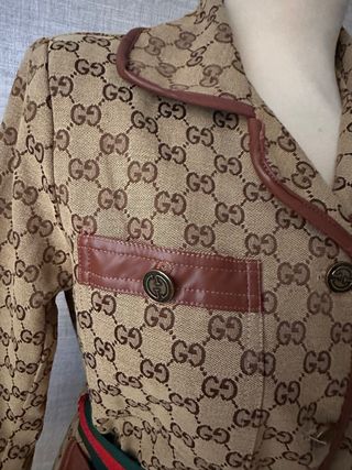 Chaqueta Gucci GG Monogram Marrón y Beige