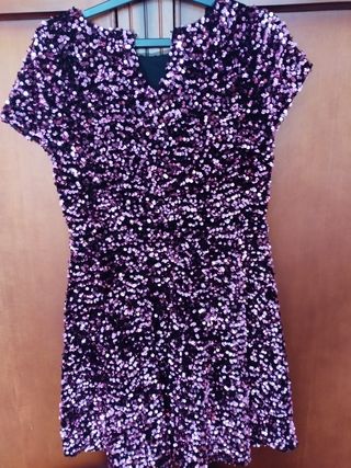 Vestido lentejuelas morado y negro