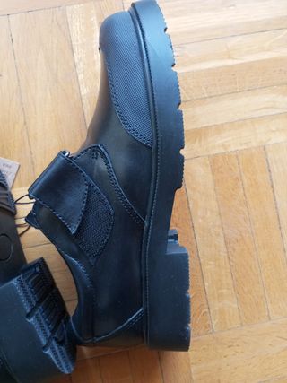 Zapatos colegio piel Negros Velcro