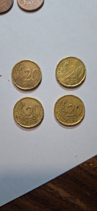4 Monedas 20 Céntimos Euro