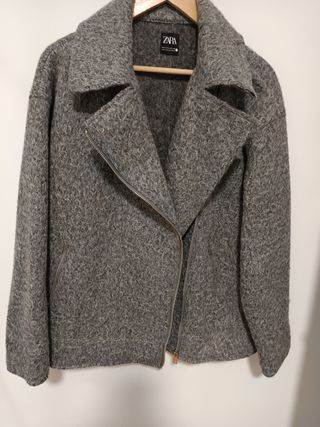 Chaqueta Biker Zara Gris Talla M