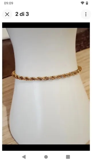 V452 Bracciale cordoncino intrecciato inox oro 