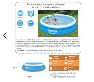Piscina Bestway Fast Set 366x76 cm