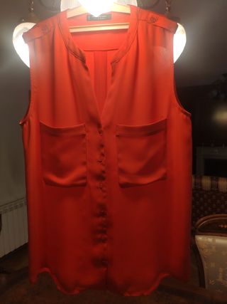 Blusa Mango sin mangas roja