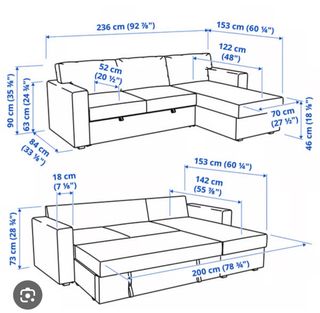Divano letto in tessuto grigio Ikea