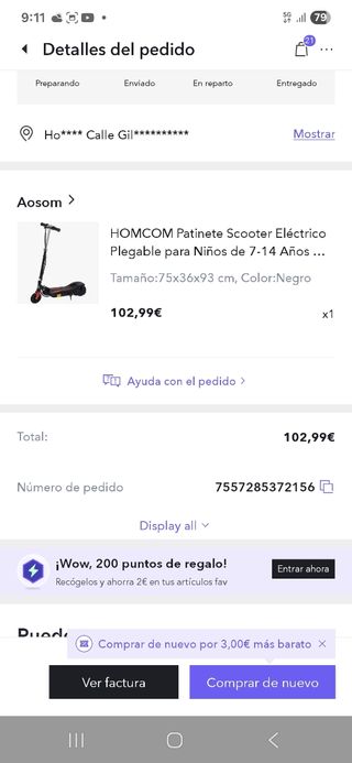 Patinete Eléctrico HOMCOM Niños 7-14 Años