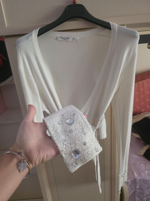 Maglioncino bianco YOULINE L con perline