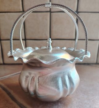 Porta cioccolatini in metallo argentato