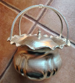 Porta cioccolatini in metallo argentato