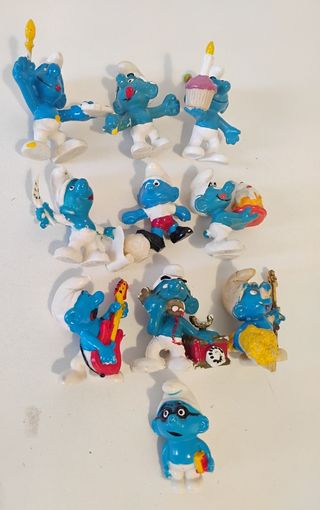 Lote 10 Figuras Antiguas Pitufos