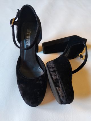 Zapatos plataforma terciopelo negro 