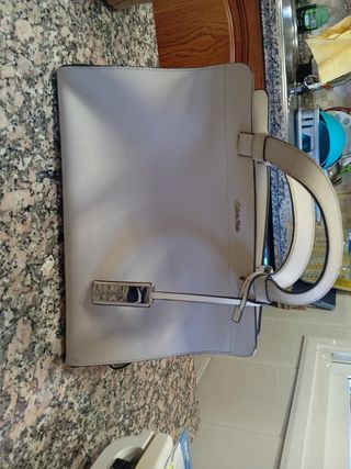 Bolso Calvin Klein Beige y Plateado Mujer