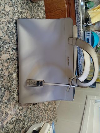 Bolso Calvin Klein Beige y Plateado Mujer