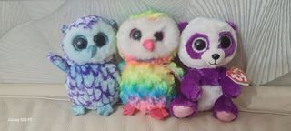 3 Peluche Gufo e Panda