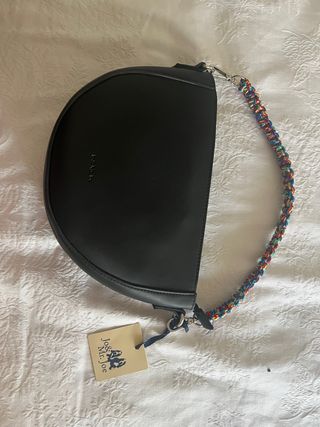 Bolso Joy Mr. Joe negro con correa multicolor