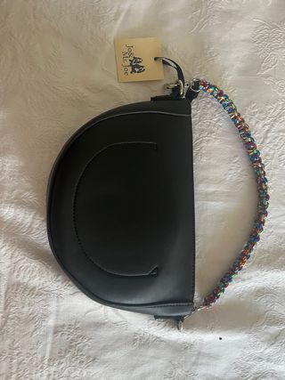Bolso Joy Mr. Joe negro con correa multicolor