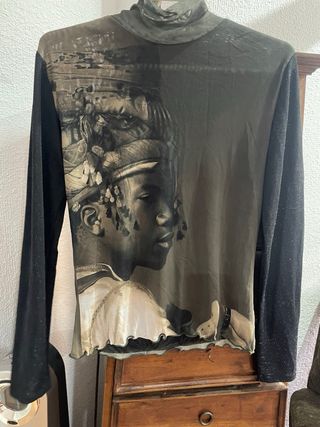 Blusa tul con estampado de bailarina