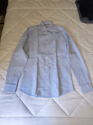 Camisa Zara manga larga azul