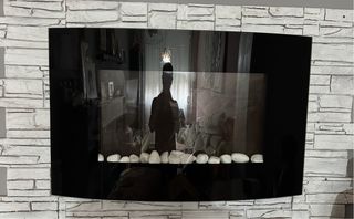 Chimenea moderna cristal y piedra