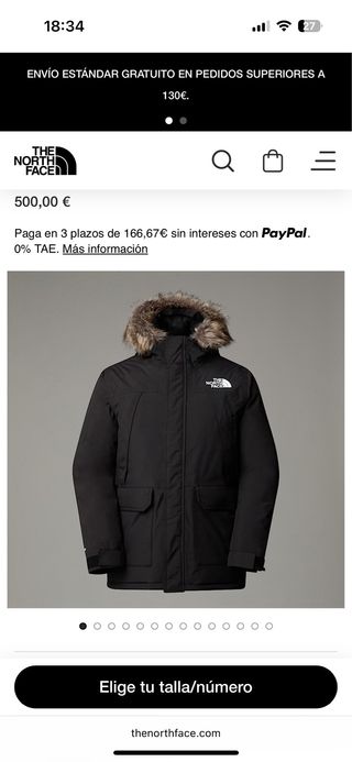 Parka The North Face McMurdo Talla M Negra