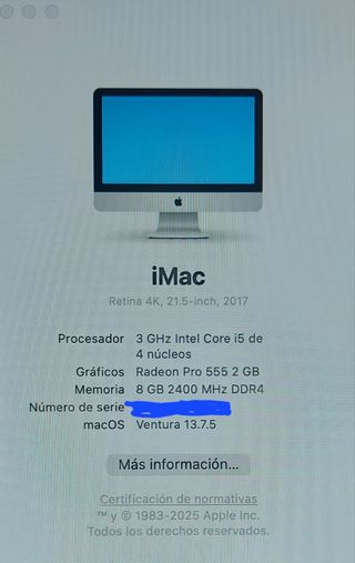 Apple iMac 21.5 2017 Plata