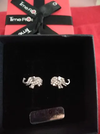 Pendientes plata  elefante con piedras