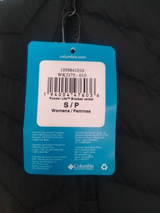 Chaqueta Columbia con etiquetas Talla S