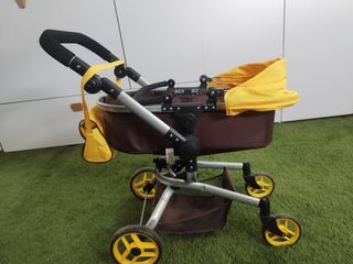 Carrito de muñecas MIYO marrón y amarillo