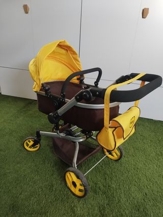 Carrito de muñecas MIYO marrón y amarillo