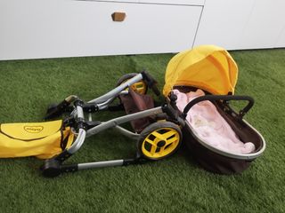 Carrito de muñecas MIYO marrón y amarillo