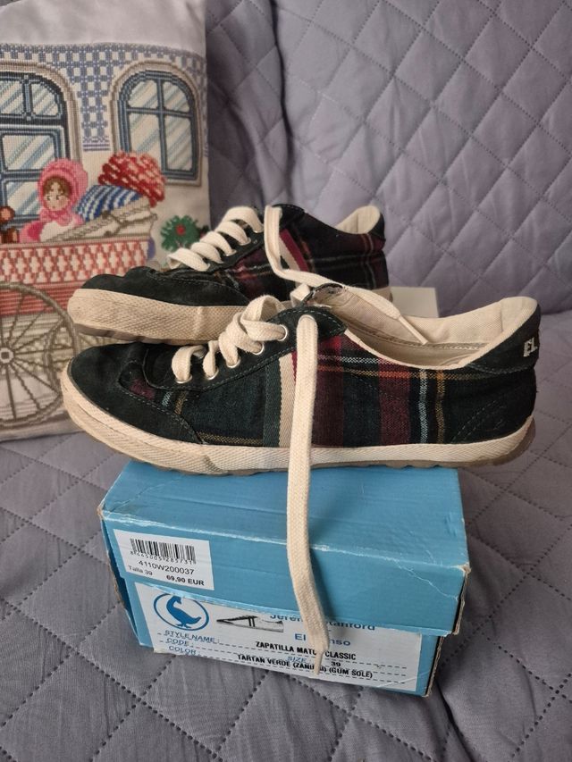 Zapatillas El Ganso Tartán Verde Talla 39