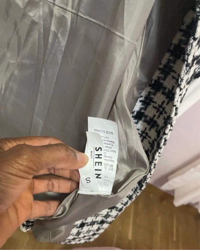 Abrigo SHEIN cuadros blanco y negro