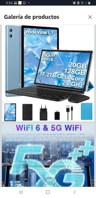 Tablet 128GB 5G WiFi 6 Octa Core Azul