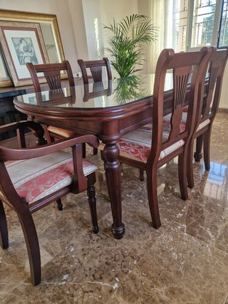 Conjunto mesa y sillas comedor madera