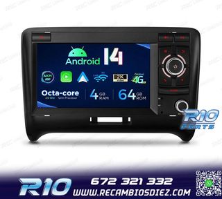 RADIO GPS ANDROID 14 PARA AUDI TT 06-12 16GB