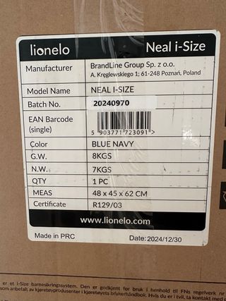 Silla coche Lionelo Neal i-Size azul
