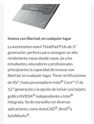 Portátil Lenovo ThinkPad P14S Gen 3