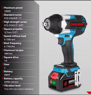 Llave de impacto ONEVAN 1500W 1800Nm