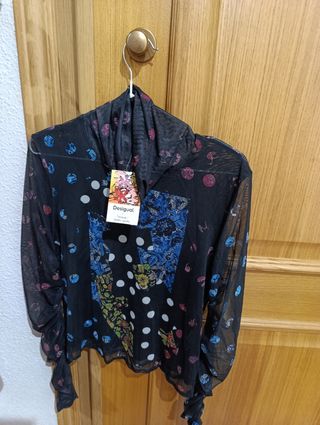 Blusa Desigual M/L Estampada Transparente