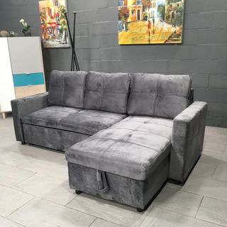 Sofá-cama chaise longue con arcón 