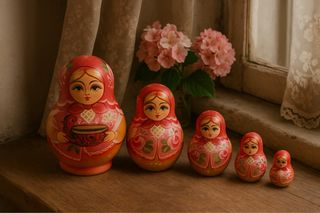 Set 5 Matrioske Vintage Dipinte