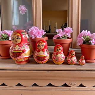 Set 5 Matrioske Vintage Dipinte
