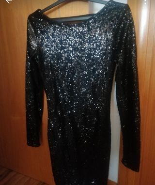 Vestido fiesta lentejuelas negro