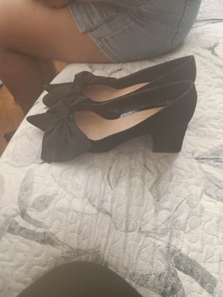 Zapatos Zara tacón lazo negro talla 36