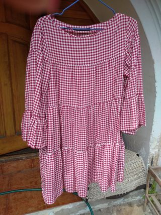 Vestido Zara cuadros rojo talla S