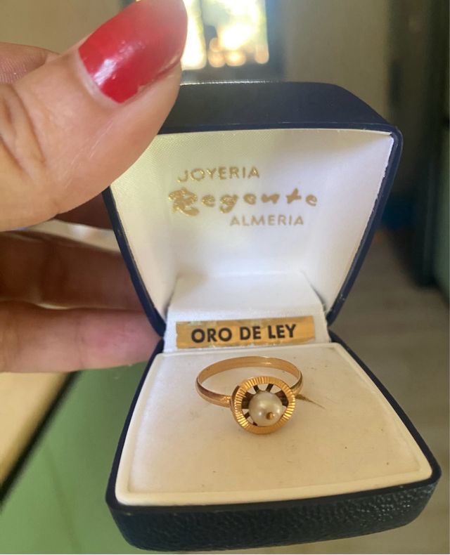 Anillo Oro 18k Perla Vintage