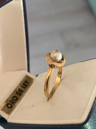 Anillo Oro 18k Perla Vintage