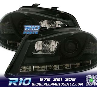 FAROS PARA SEAT IBIZA CORDOBA 6L 02-08 DRL NEGROS H1 H1