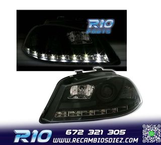FAROS PARA SEAT IBIZA CORDOBA 6L 02-08 DRL NEGROS H1 H1