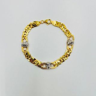 PULSERA TIPO CARTIER MEDUSA GRECA BICOLOR, 18K
